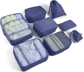8 Set Packing Cubes for Suitcases Travel Luggage Packing Organizers,Travel Essentials Accessories Luggage Organizer with Shoe Bag Tioletry/Laundry Bag??Dark Blue??