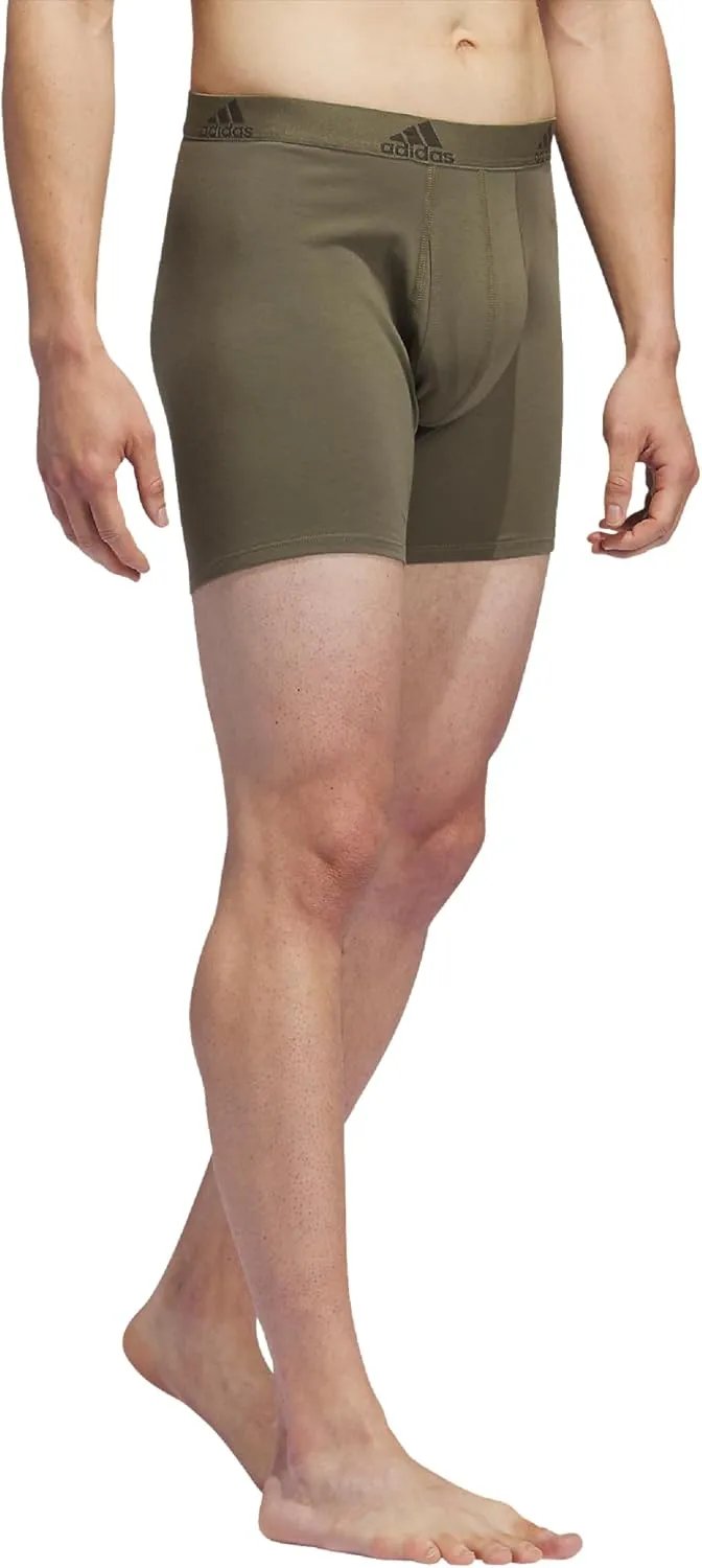 adidas Men's Performance Stretch Cotton Boxer Briefs 3-Pack, Soft Underwear, Superior Comfort