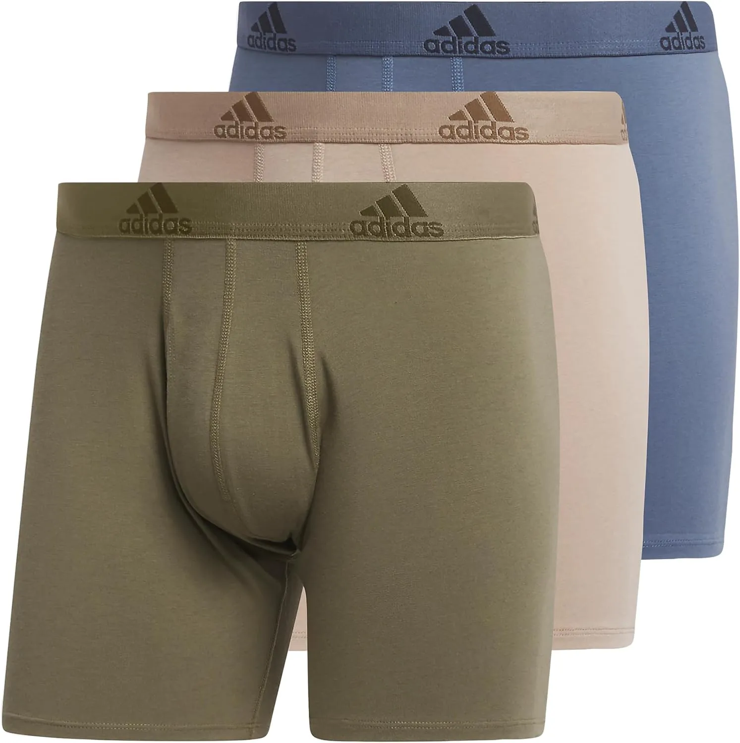 adidas Men's Performance Stretch Cotton Boxer Briefs 3-Pack, Soft Underwear, Superior Comfort