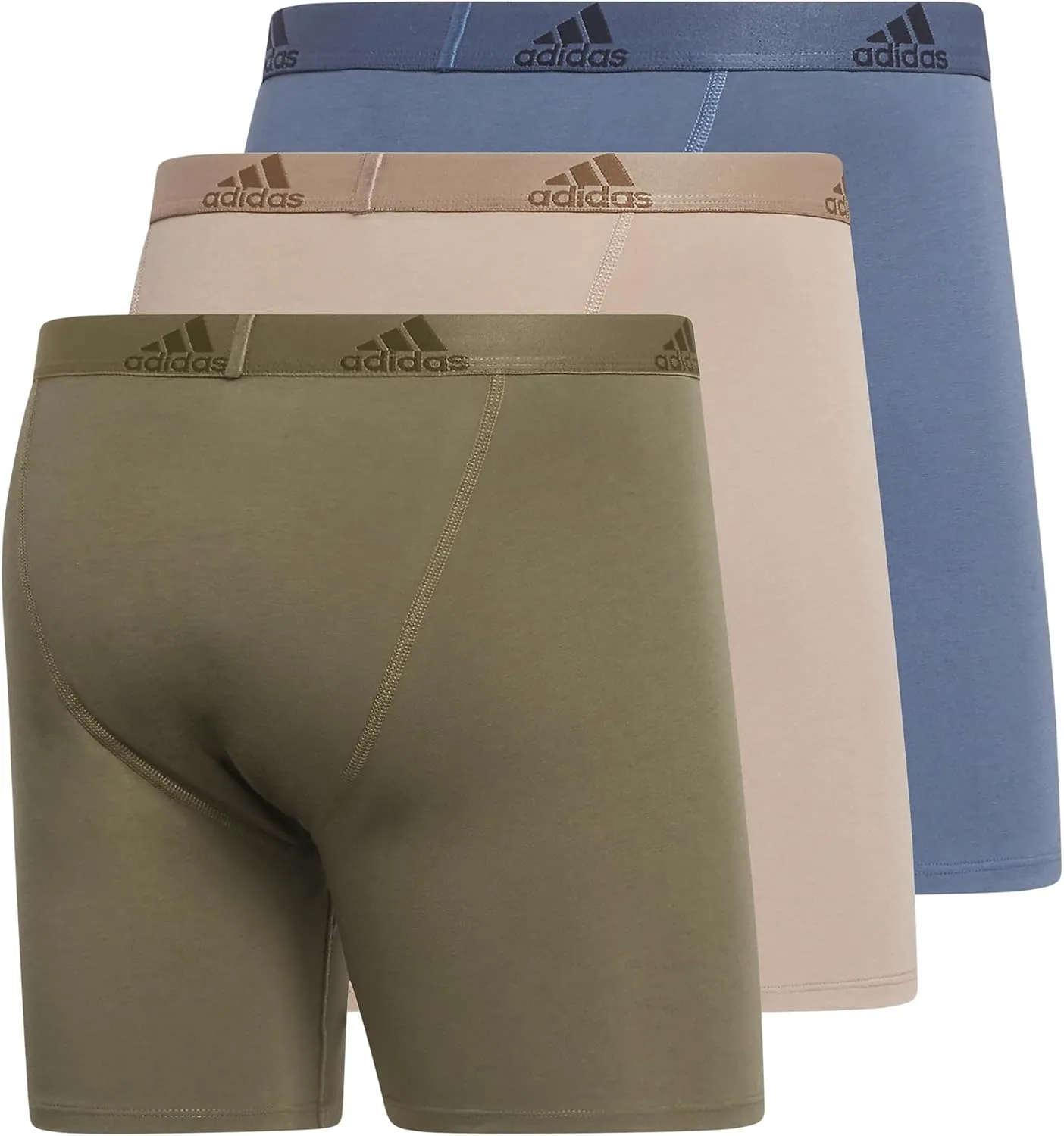 adidas Men's Performance Stretch Cotton Boxer Briefs 3-Pack, Soft Underwear, Superior Comfort