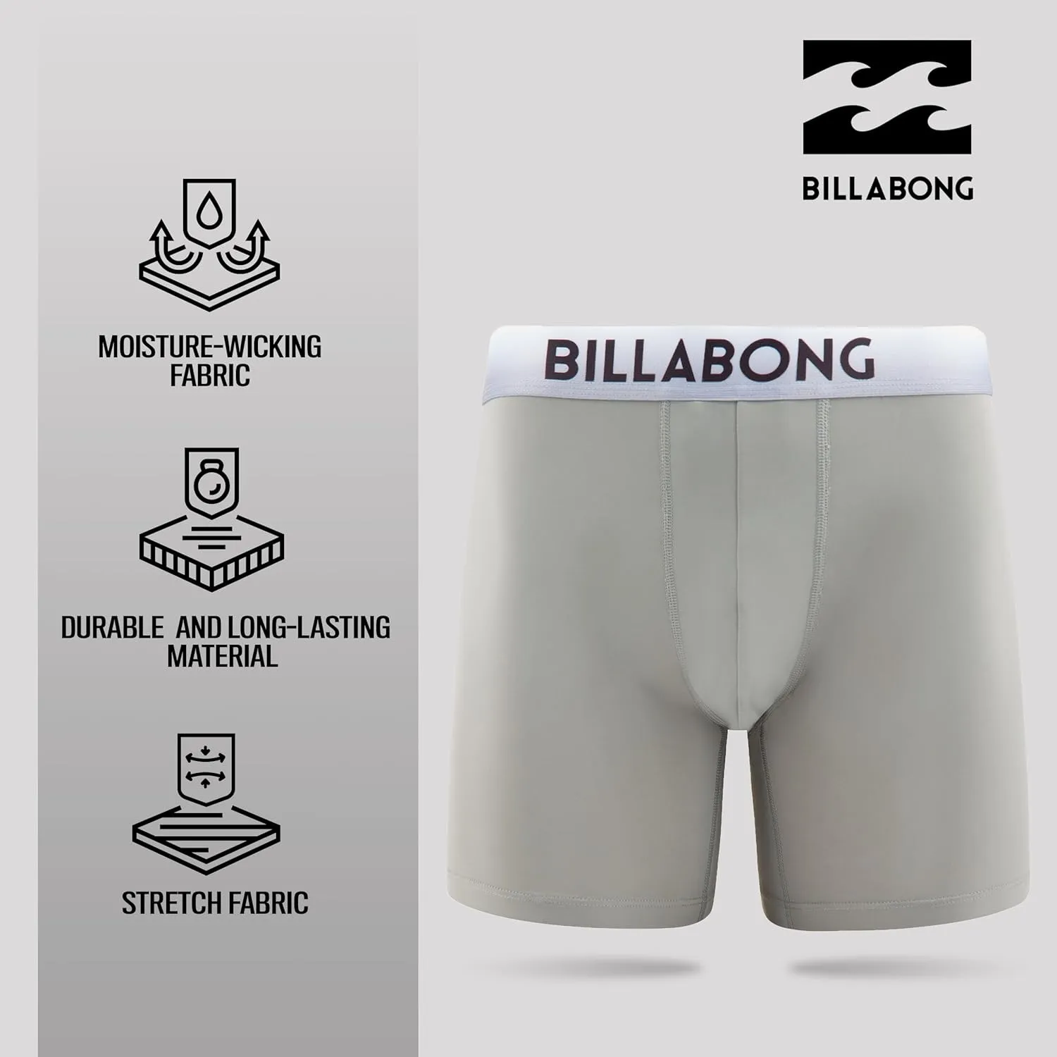 Billabong Mens Underwear 4 Pack Microfiber Performance Boxer Briefs for Men