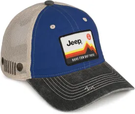 Jeep Have Fun Out There Patch Garment Washed Trucker Hat Unstructured for Men & Women - Adjustable Snapback Baseball Cap