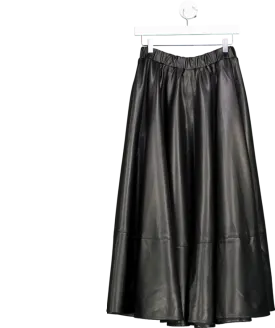 Karen Millen Black Faux Leather Full Maxi Skirt UK 10
