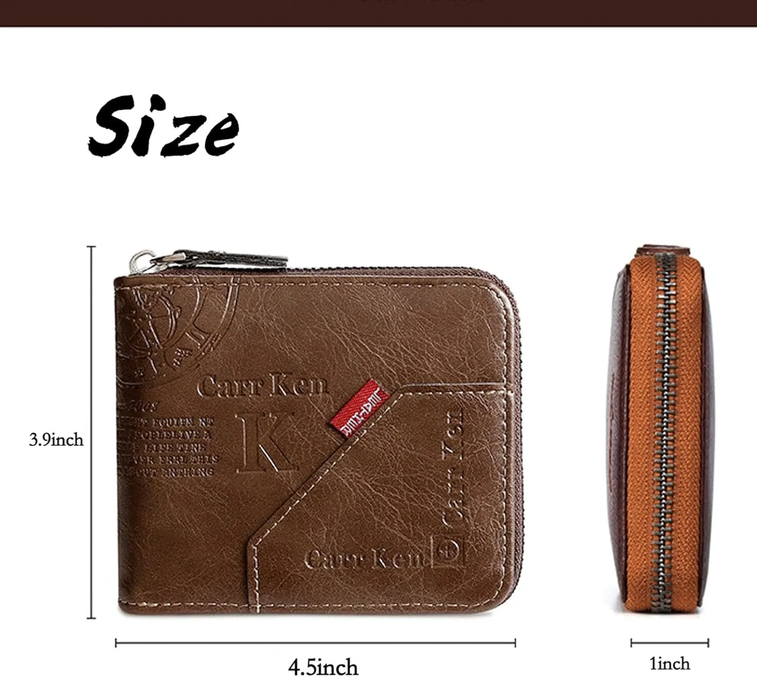 Mens wallet Leather wallet men Wallet Zipper RFID Bifold Wallet for Men ID card Window Credit Card Coin Photo Multifunction Card Slots Gift for Him,Brown