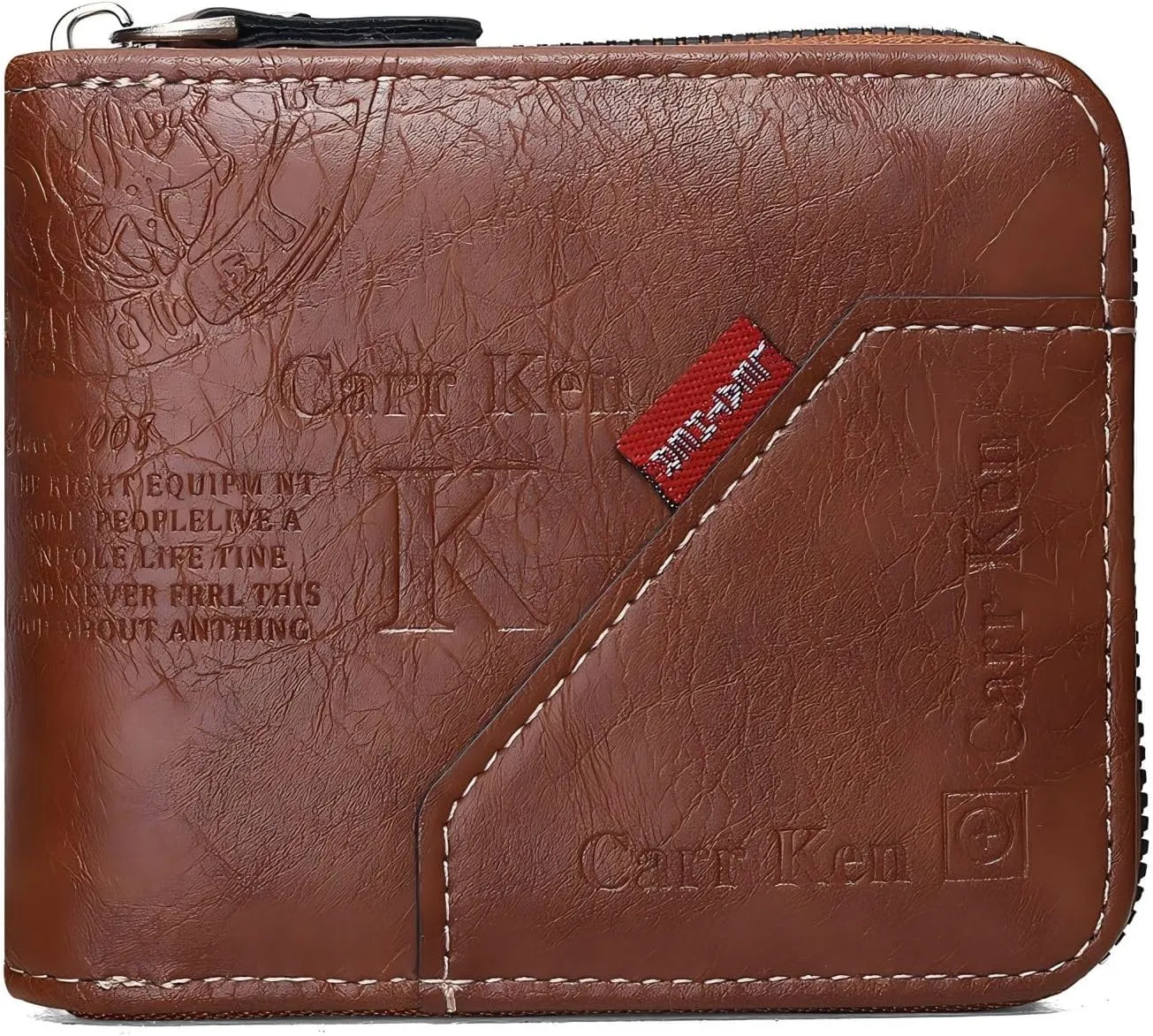 Mens wallet Leather wallet men Wallet Zipper RFID Bifold Wallet for Men ID card Window Credit Card Coin Photo Multifunction Card Slots Gift for Him,Brown