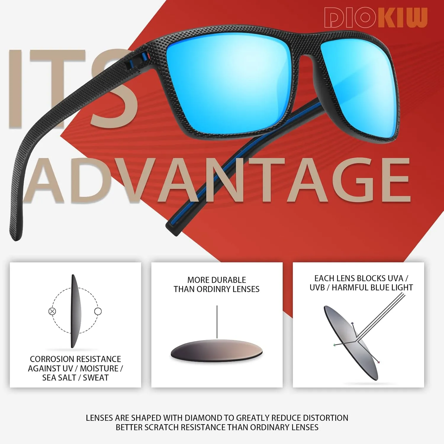 Square Polarized Sunglasses for Men Vintage Style Driving Travel Sun Glasses Lightweight Frame UV Protection Goggles