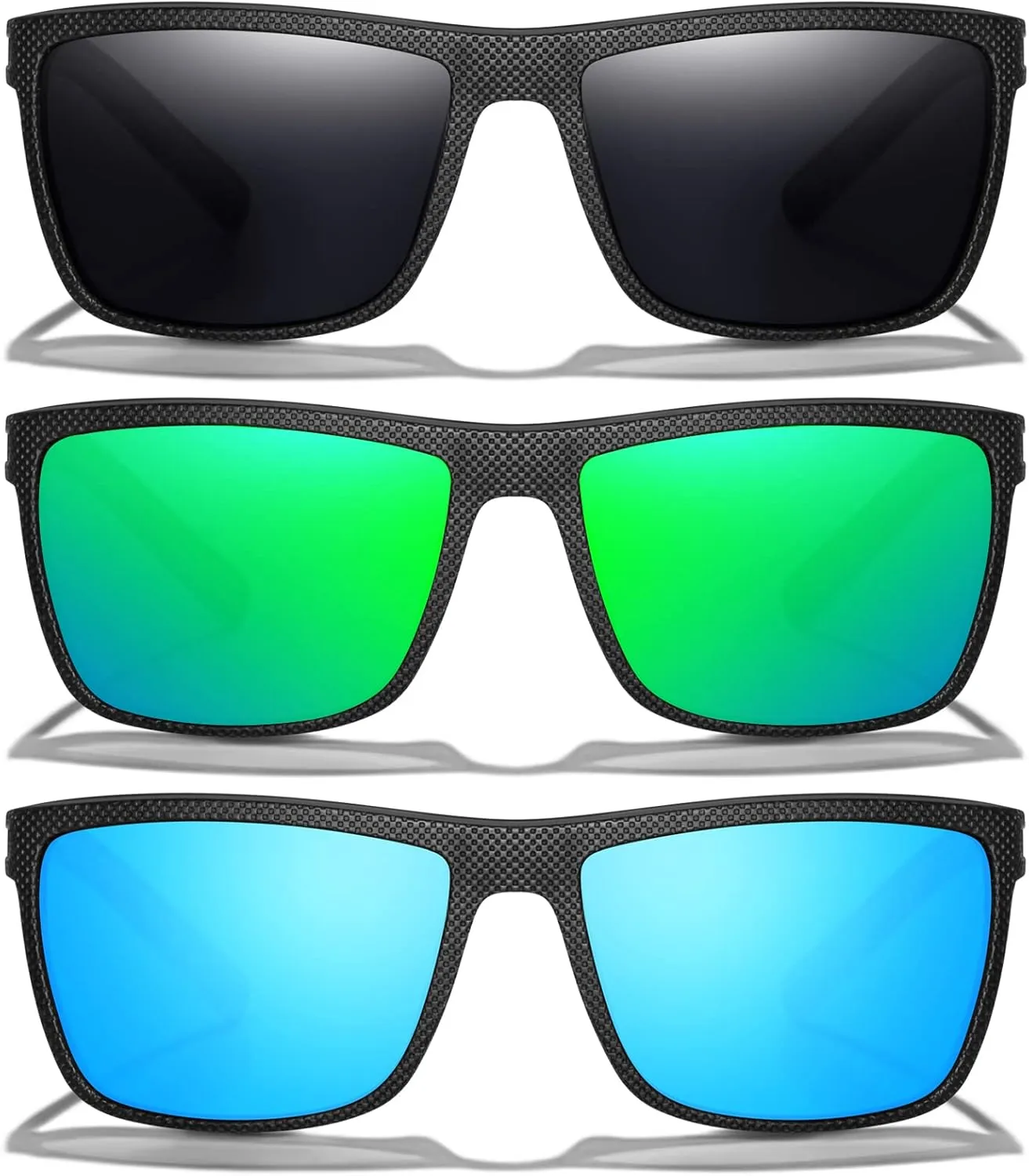 Square Polarized Sunglasses for Men Vintage Style Driving Travel Sun Glasses Lightweight Frame UV Protection Goggles